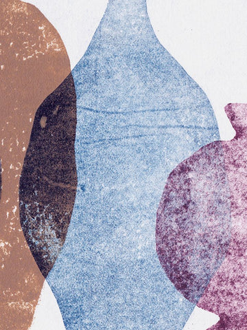 Vases 5 Blue Black Ornate Wood Framed Art Print with Double Matting by Folcarelli, Pernille