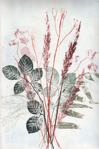 Bouquet 2 Red Green White Modern Wood Framed Art Print with Double Matting by Folcarelli, Pernille