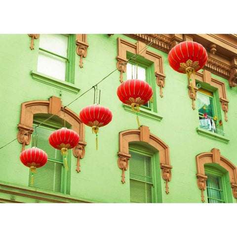 Lanterns In The Wind Gold Ornate Wood Framed Art Print with Double Matting by Quintero, Sonja