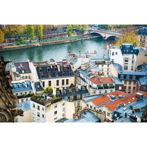 Paris Rooftops Black Modern Wood Framed Art Print by Quintero, Sonja