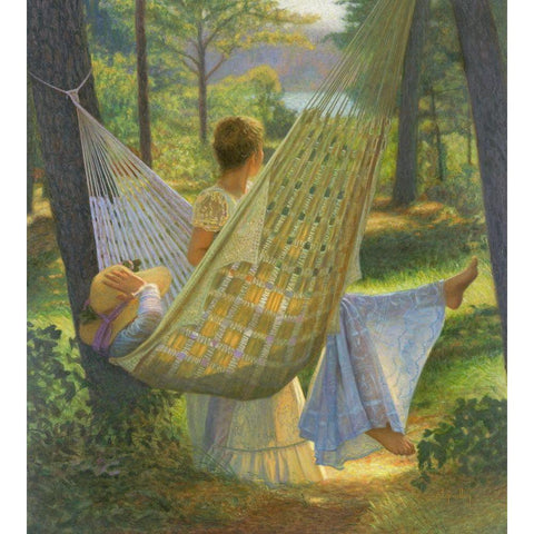 Summertime Gold Ornate Wood Framed Art Print with Double Matting by Quidley, Peter