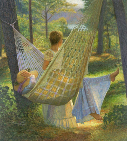 Summertime Black Ornate Wood Framed Art Print with Double Matting by Quidley, Peter