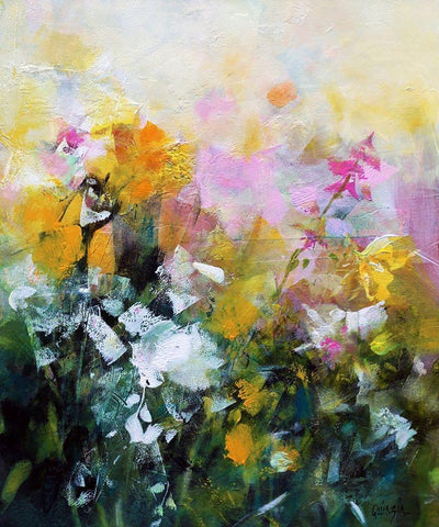 Always Flowers Black Ornate Wood Framed Art Print with Double Matting by Quinzin, Marianne