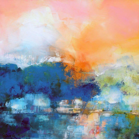 Quiet River White Modern Wood Framed Art Print by Quinzin, Marianne