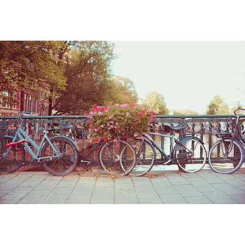 Amsterdam Bikes No. 1 Black Modern Wood Framed Art Print by Quintero, Sonja