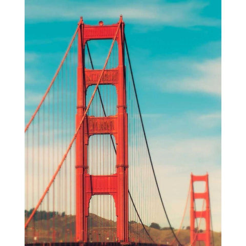 Golden Gate in The Morning White Modern Wood Framed Art Print by Quintero, Sonja