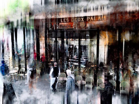 Busy Sidewalk Black Ornate Wood Framed Art Print with Double Matting by Rivera, John