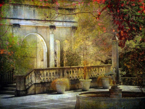 Courtyard White Modern Wood Framed Art Print with Double Matting by Rivera, John