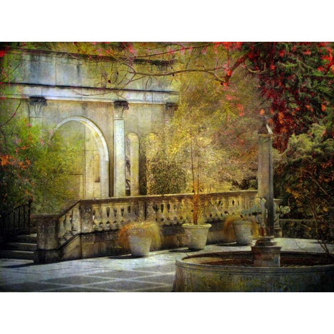 Courtyard Black Modern Wood Framed Art Print by Rivera, John
