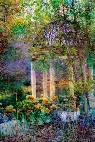 The Gazebo Black Ornate Wood Framed Art Print with Double Matting by Rivera, John