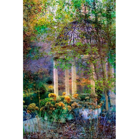 The Gazebo White Modern Wood Framed Art Print by Rivera, John