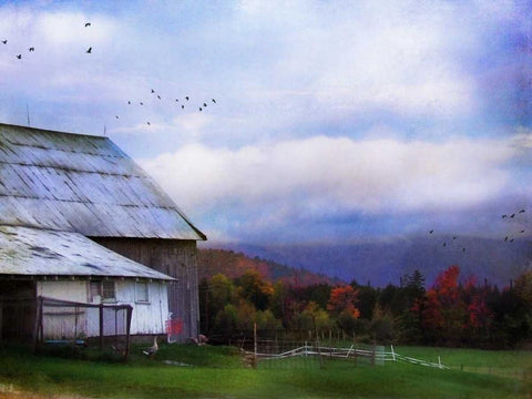 Vermont Afternoon White Modern Wood Framed Art Print with Double Matting by Rivera, John
