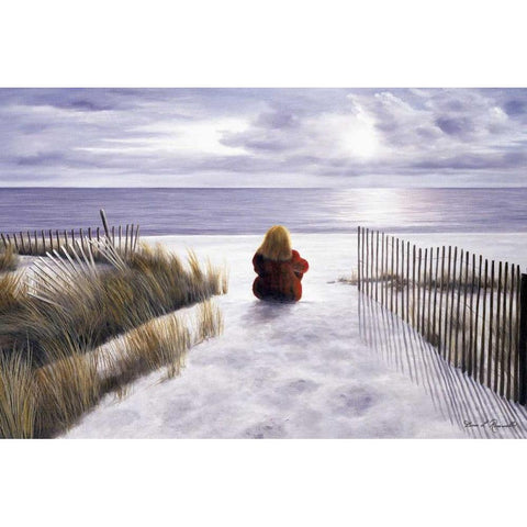 Girl on the Beach Black Modern Wood Framed Art Print with Double Matting by Romanello, Diane