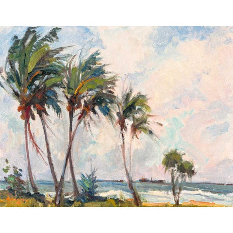 Six Palms Black Modern Wood Framed Art Print with Double Matting by Rodgers, Richard A.