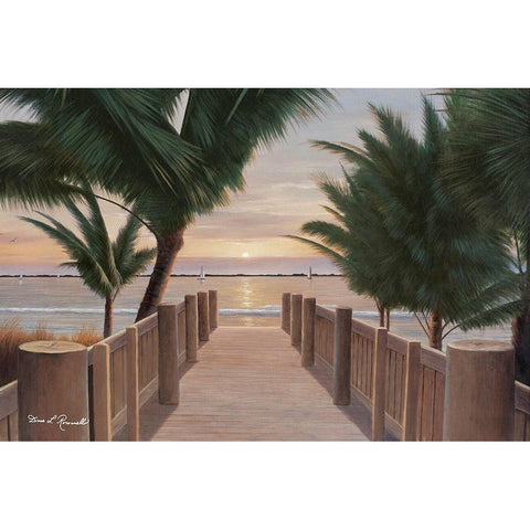 Palm Promenade Black Modern Wood Framed Art Print with Double Matting by Romanello, Diane