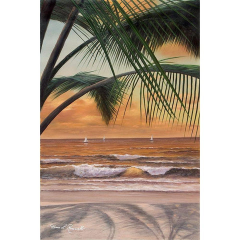 Paradiso Sunset Black Modern Wood Framed Art Print with Double Matting by Romanello, Diane