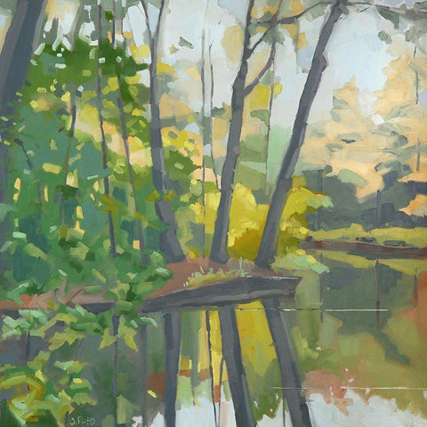 Wooded Pond Black Modern Wood Framed Art Print by Rufo, John