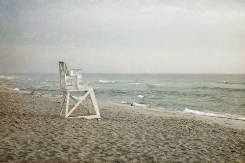 Lifeguard Chair at Dawn White Modern Wood Framed Art Print with Double Matting by Ryan, Brooke T.