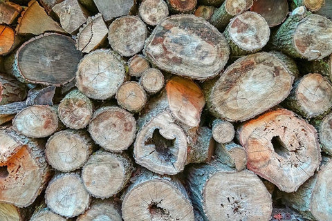 Woodpile White Modern Wood Framed Art Print with Double Matting by Ryan, Brooke T.