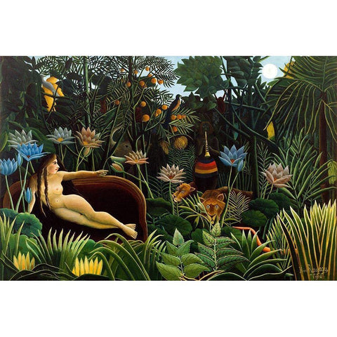 The Dream Black Modern Wood Framed Art Print with Double Matting by Rousseau, Henri