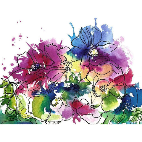 Anemones Black Modern Wood Framed Art Print with Double Matting by Rideout, Schuyler