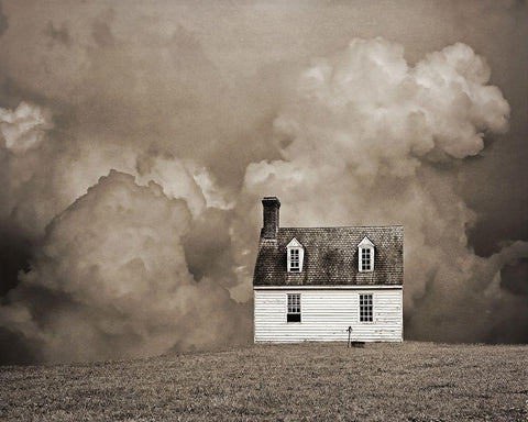 Lone House in Brown White Modern Wood Framed Art Print with Double Matting by Ryan, Brooke T.