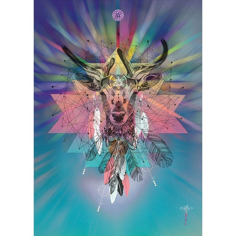 Cosmic Deer Black Modern Wood Framed Art Print by Roberts, Karin