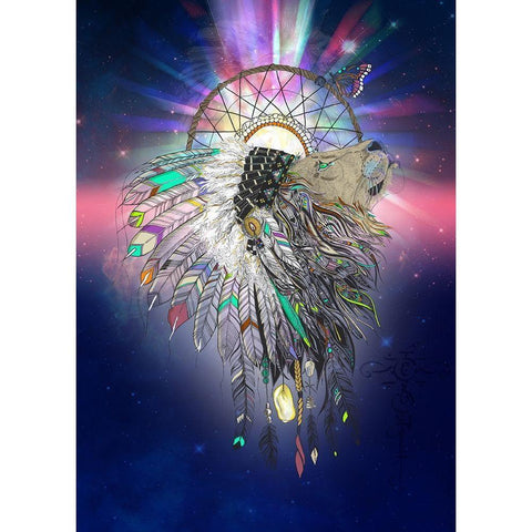Cosmic Lion Butterfly Black Modern Wood Framed Art Print by Roberts, Karin