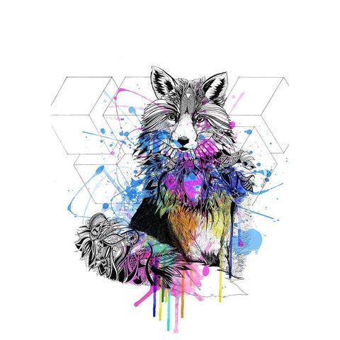 Fox Black Modern Wood Framed Art Print by Roberts, Karin