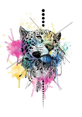 Leopard White Modern Wood Framed Art Print with Double Matting by Roberts, Karin