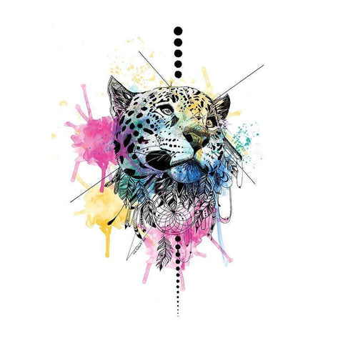 Leopard Black Modern Wood Framed Art Print by Roberts, Karin