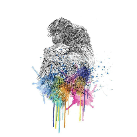 Orangutan White Modern Wood Framed Art Print by Roberts, Karin