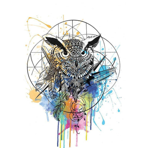 Owl White Modern Wood Framed Art Print by Roberts, Karin