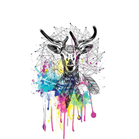 Deer Black Modern Wood Framed Art Print by Roberts, Karin