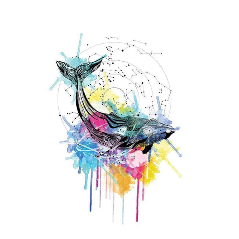 Whale Black Modern Wood Framed Art Print with Double Matting by Roberts, Karin