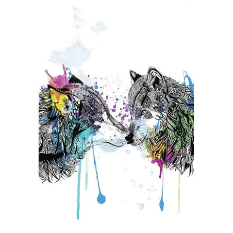 Wolves White Modern Wood Framed Art Print by Roberts, Karin