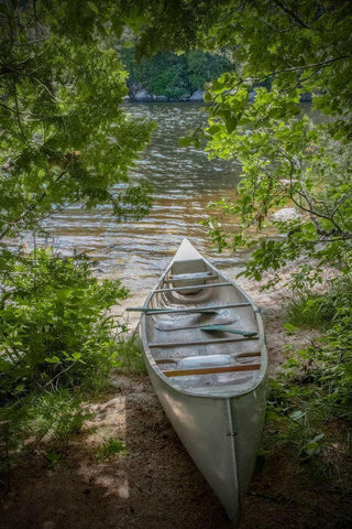 Canoe White Modern Wood Framed Art Print with Double Matting by Ryan, Brooke T.