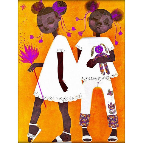 The Petite Twins Black Modern Wood Framed Art Print with Double Matting by Robinson, Erin K.