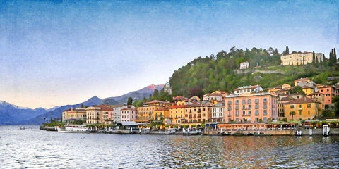 Bellagio at Twilight White Modern Wood Framed Art Print with Double Matting by Ryan, Brooke T.