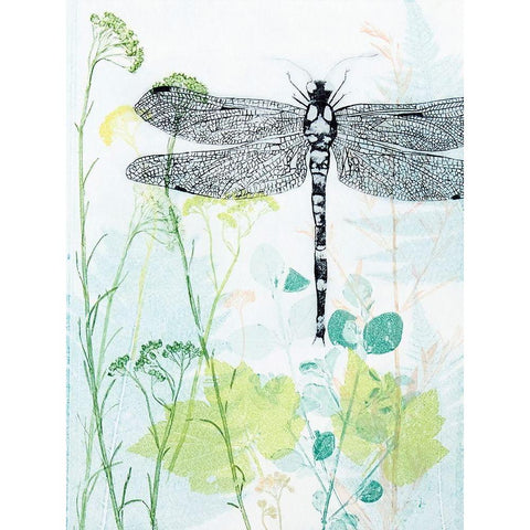 Dragonfly And The Healing Plant Gold Ornate Wood Framed Art Print with Double Matting by Rice, Trudy