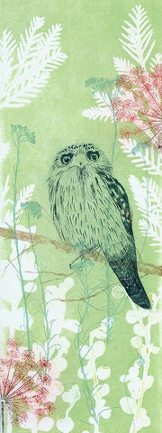 The Tranquil Tawny Frog Mouth Black Ornate Wood Framed Art Print with Double Matting by Rice, Trudy