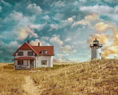 Race Point Light Black Ornate Wood Framed Art Print with Double Matting by Ryan, Brooke T.