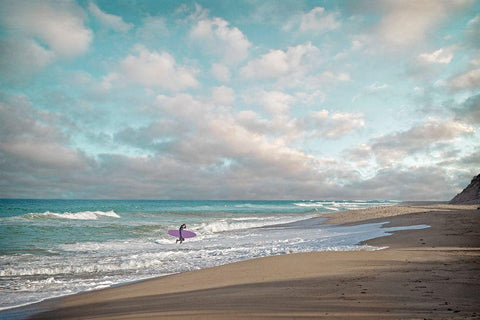 Surfer White Modern Wood Framed Art Print with Double Matting by Ryan, Brooke T.