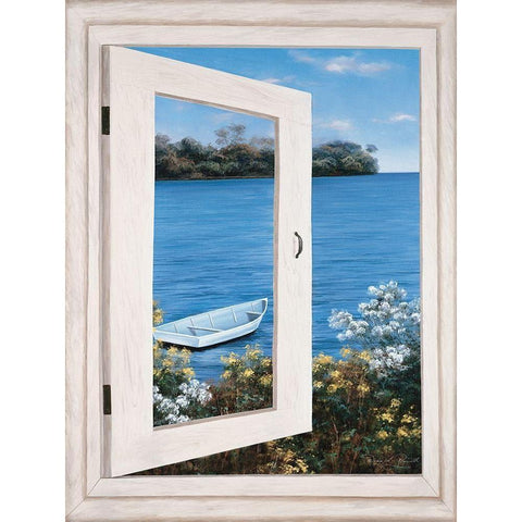 Bay Window Vista I Black Modern Wood Framed Art Print with Double Matting by Romanello, Diane