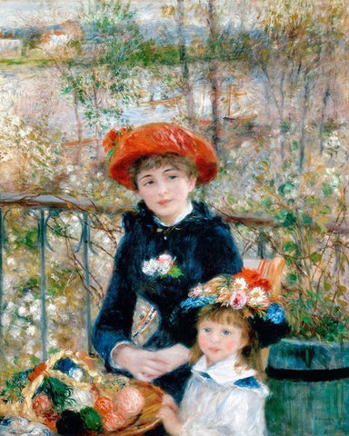 The Two Sisters, On the Terrace, 1881 Black Ornate Wood Framed Art Print with Double Matting by Renoir, Pierre-Auguste