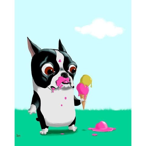 Boston With Ice Cream White Modern Wood Framed Art Print by Rubenacker, Brian