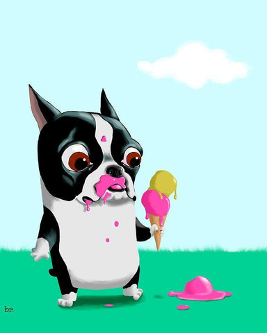 Boston With Ice Cream White Modern Wood Framed Art Print with Double Matting by Rubenacker, Brian