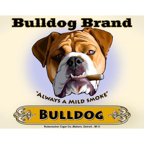Bulldog Cigar Black Modern Wood Framed Art Print by Rubenacker, Brian