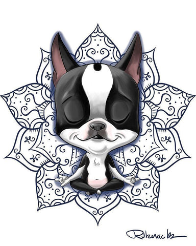 Om Black Ornate Wood Framed Art Print with Double Matting by Rubenacker, Brian