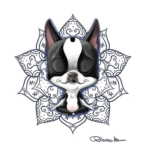 Om White Modern Wood Framed Art Print by Rubenacker, Brian